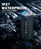 Ortizan X8 Pro Bluetooth Speaker Portable with 40W Stereo Sound,Rich Bass,IPX7 Waterproof, 30H Playtime, Mixed Color Lights,3 EQ