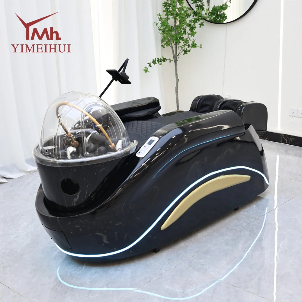 Professional Hot Sell Electric Lay Down Salon Head Spa Massage Shampoo Bed With Head Therapy and Steamer