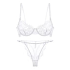 Sexy thin lace lingerie briefs sets women large size bras with steel ring see-through underwear set bra set
