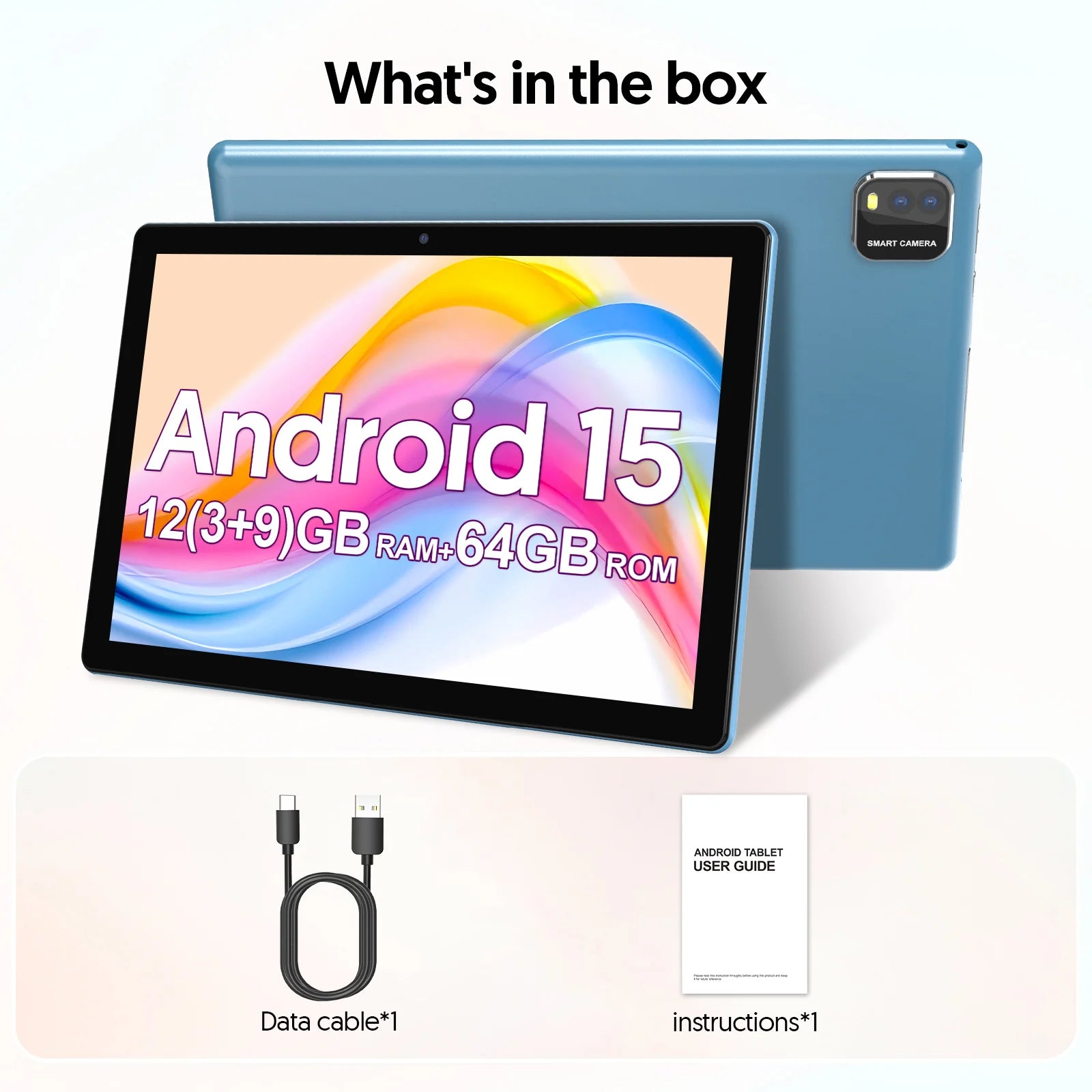 Latest Global Version Android 15 Tablet, 10-inch Tablet, Quad-core Processor, 1280*800 Resolution, 12 (3+9) GB RAM, 64GB Storage