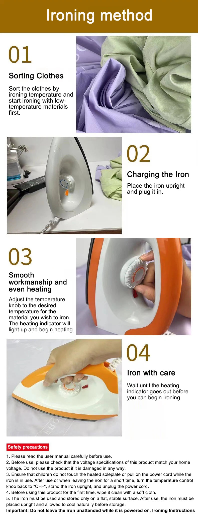 Adjustable Temperature Portable Electric Iron Fast Heating Travel Craft Dry Ironing Machine Clothes Wrinkle Removal Baseplate