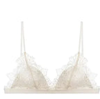 BANERDANNI Pure Desire Victoria French Lace Embroidered Lingerie Women's Thin Cup Triangle Cup Bra Set Comfortable No Underwire