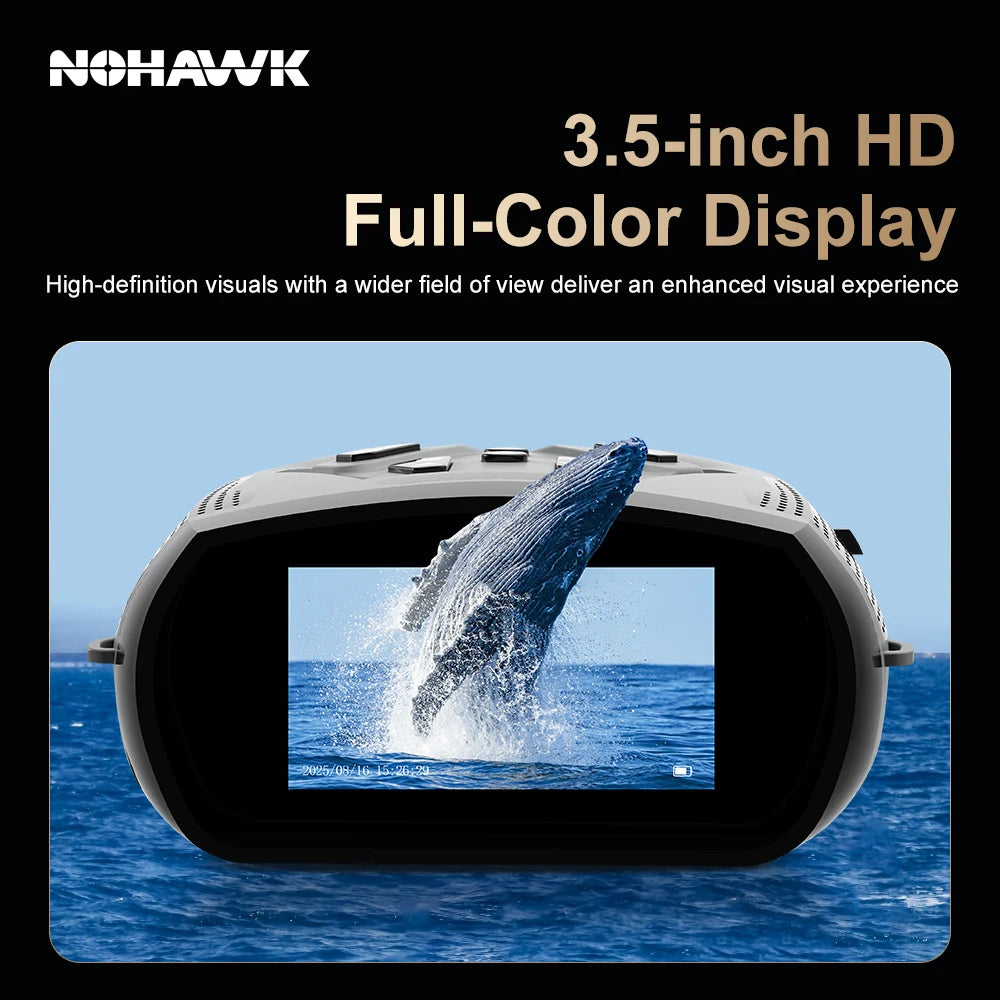 NOHAWK 2K Digital Night Vision Binoculars with Laser Rangefinder 4 Level Infrared Adjustable, Photo/Video Recording for Hunting