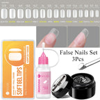 UR SUGAR 3PCS False Nails Set With 420Pcs Matte Soft Gel Tips Solid Glue Gel Remover Quick Nail Extension Kit Nail Beauty Starte