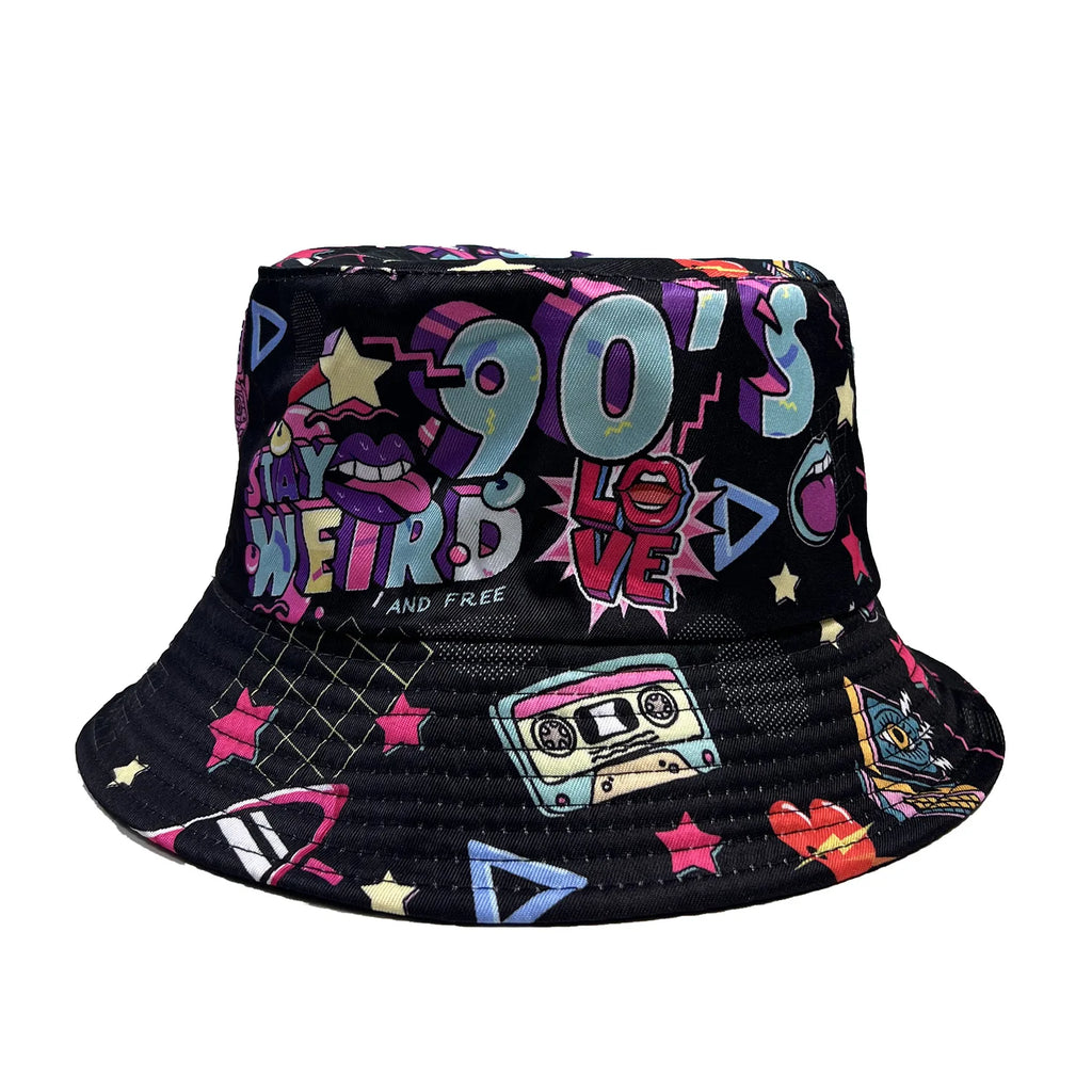 Classic Popular Funny Novelty 80S 90S Double-sided wear fisherman hat Outdoor Leisure Sunscreen Sun Hat Men Women bucket hats