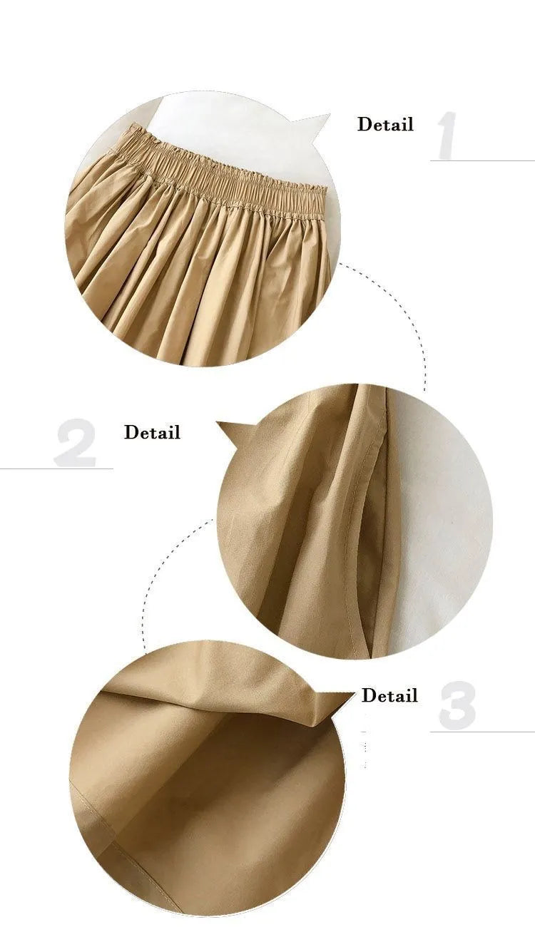 Women Black skirt midi High waist korean style Pleated a line Vintage Clothing 2026 new Summer Casual Fashion Ladies Work Wear