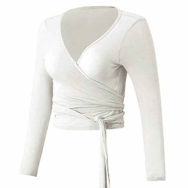 Yoga Clothing Cover-up for Women with Cross Straps, Slim Fit Sports Top, Fitness Long-sleeved and Beautiful Pilates Clothing