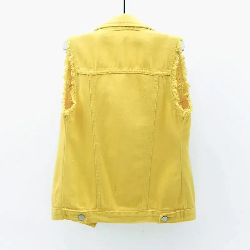 Fashion Denim Vest Women's Cropped Spring Summer Sleeveless Tops Short Jackets Waistcoat Top Outerwear Jean Cowboy Female Secondary image