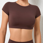 Hearuisavy Summer Sports Shirts Breathable Workout Tops Fitness Sportswear Backless Yoga Clothing Sport Crop Tops Women Gym Top