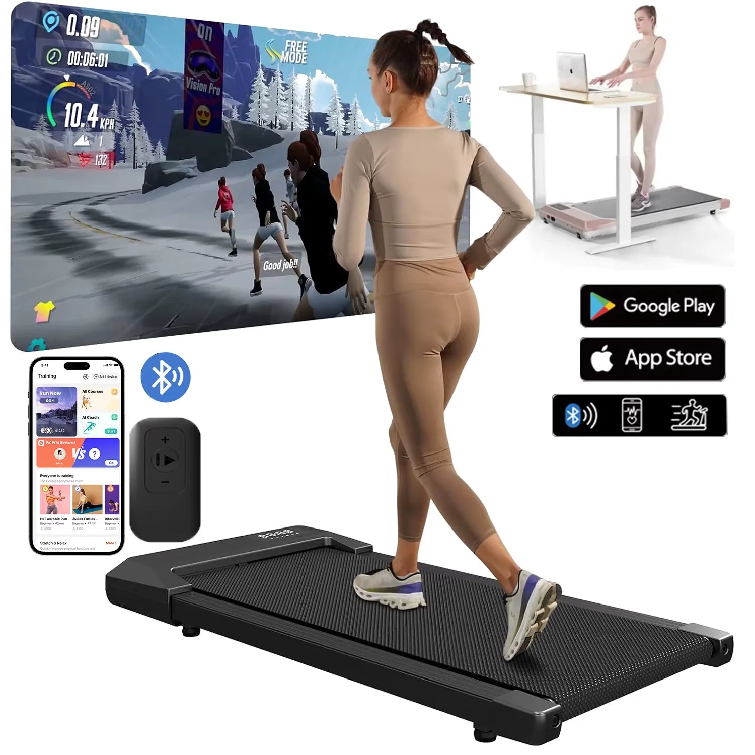 300lbs Treadmill for Home 2.5HP Treadmills Walking Pad LCD Digital Data Display 2in1 Walking Running Fitness Exercise Machine Main image