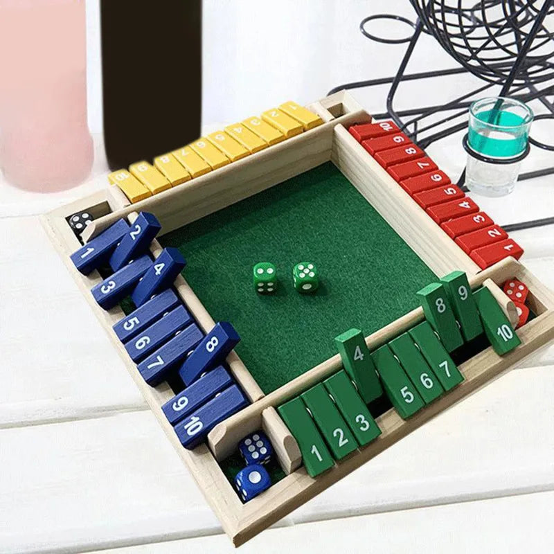 Four-Sided Flip Card Games Intellectual Educational Game Box Dice Toys Parent-Child Games Shut Wooden Number Game Board Games
