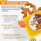 AILKE Natural Turmeric Bath Soap for Face, Body, Hands, Lightening, Cleaning, Even Skin Tone, Anti Dark Spots and Acne, 200g