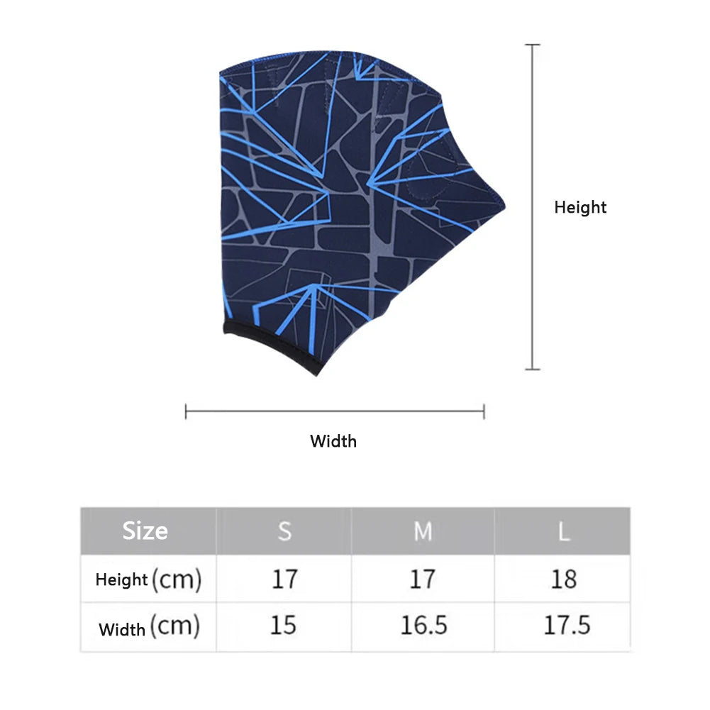 2x Swimming Hand Fins Flippers Finger Webbed Women Men Paddle Water Sport Gloves for Swimming Training Mittens