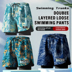 Adult Swimming Trunks Men Boxer Brief Swimsuit Set New Beach Adult Beach Shorts Quick Drying Surf Trunks with Lining Swim Pants