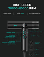 VGR Hair Dryer Professional Hair Dryer BLDC Motor Hair Styling Blow Dryer Machine 110000 RPM Negative Ion Salon Air Blower V-401