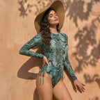 Women's Two Piece Swimwear Long Sleeve Mesh Swimsuit UPF 50+ High Elasticity Padded 2026 New Beach Bathing Suit Beachwear