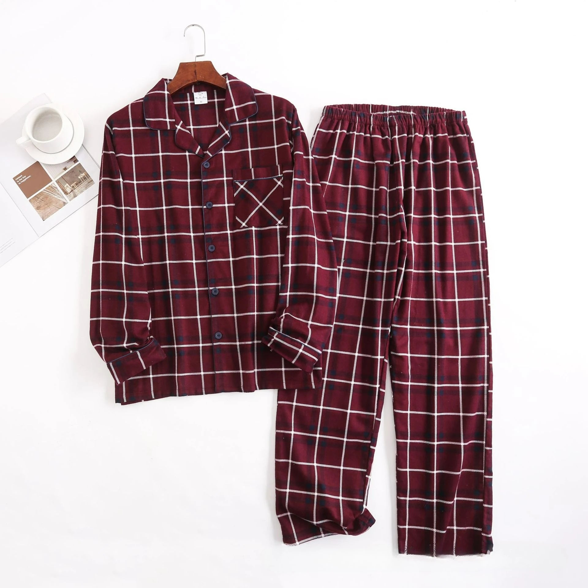 Men's Home Suits Long-sleeved Trousers Suits for Autumn and Winter Pijamas for Men Flannel Plaid Design Pajamas for Men