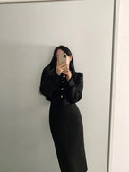 Beige Tweed Jacket + High Waisted Skirts Women Winter  Golden Button 2 Piece Sets Wool Luxury Vintage Skirts Sets Autumn