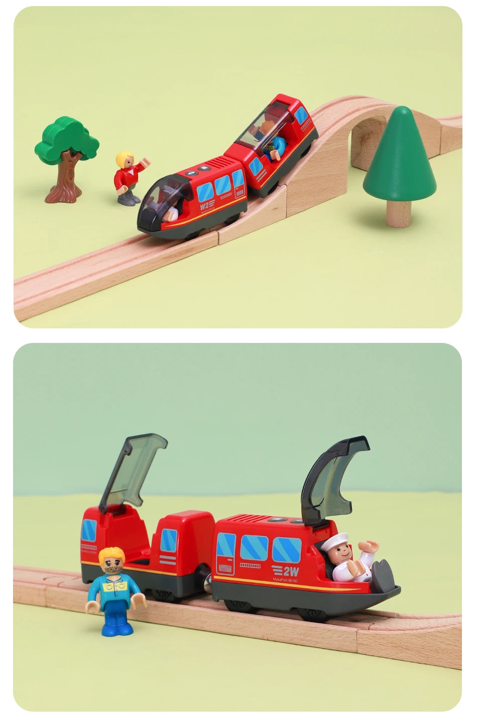 Battery Operated Locomotive Pay Train Set Fit for Wooden Railway Track Powerful Engine Bullet Electric Train for Boys Girls Gift