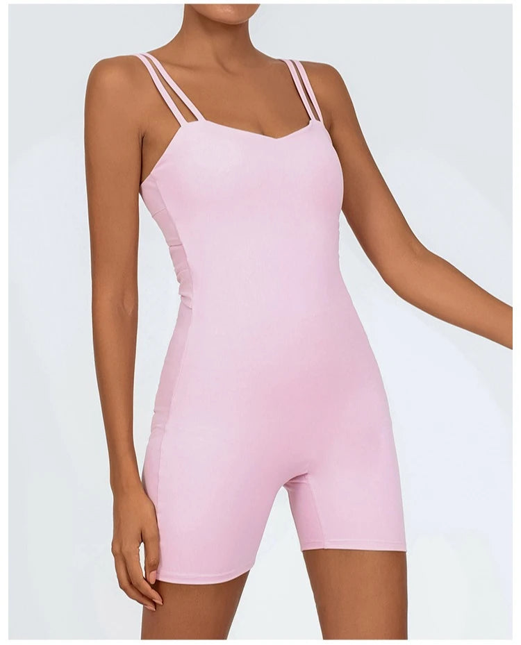 Greenora Women's Workout Romper Sexy Backless Yoga Jumpsuit Slim Fit Bodysuit Fitness Activewear Sleeveless Sportswear One Piece