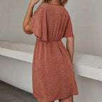 2024 Europe and the United States spring and summer new women's dress print V-neck short-sleeved casual loose dress women