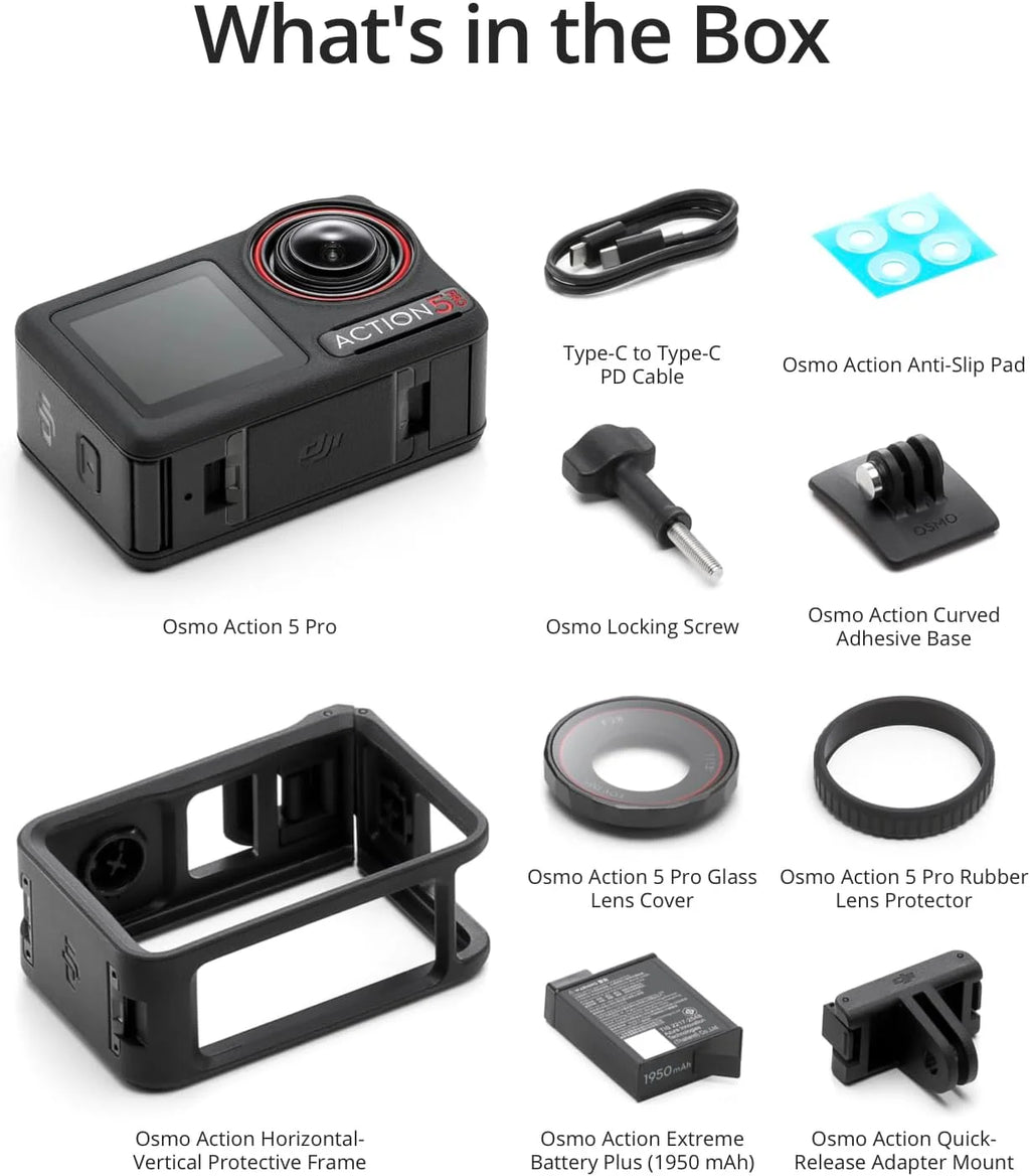 DJI Osmo Action 5 pro camera 1/1.3″ Sensor 4hrs Extended Battery Life, 4K/120fps Video Camera
