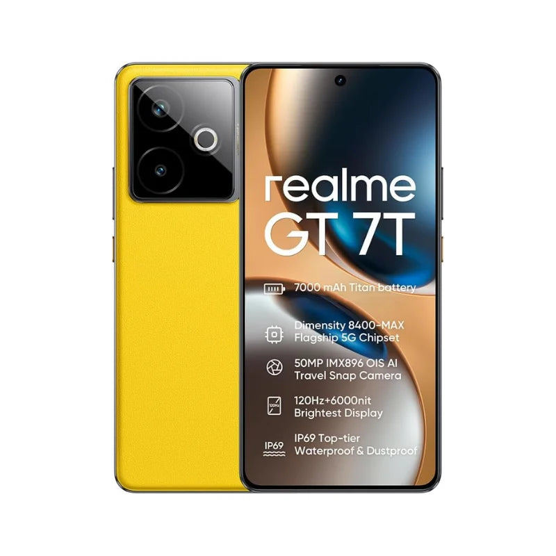 realme GT 7T, 5G Dimensity 8400-MAX Chipset, 7000mAh Battery 120W Charge, 50MP OIS Camera NFC