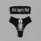 Gothic Bikini 2025 Women Skeleton Tube Top Bra Triangle Bottoms Swimsuit Split Bathing Suit Underwear Y2K Bikinis Punk Swimwear