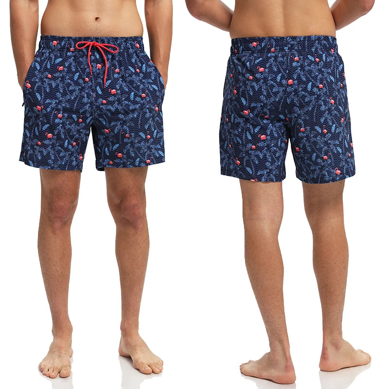 ESCATCH 2026 New Arrival Mens Swimming Trunks Compression Liner 2 in 1 Printing Quick-Dry Gym Sports Mens Shorts Zipper Pockets Secondary image
