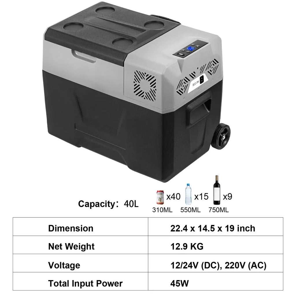 Sihao 15L-55L Portable Compressor Fridge Freezer, Mini Cooler for Outdoor Camping BBQ Picnic, Car Vehicle Refrigerator Cooler for Travel Road Trip, Electric Compressor Fridge Freezer Mini Cooler Box