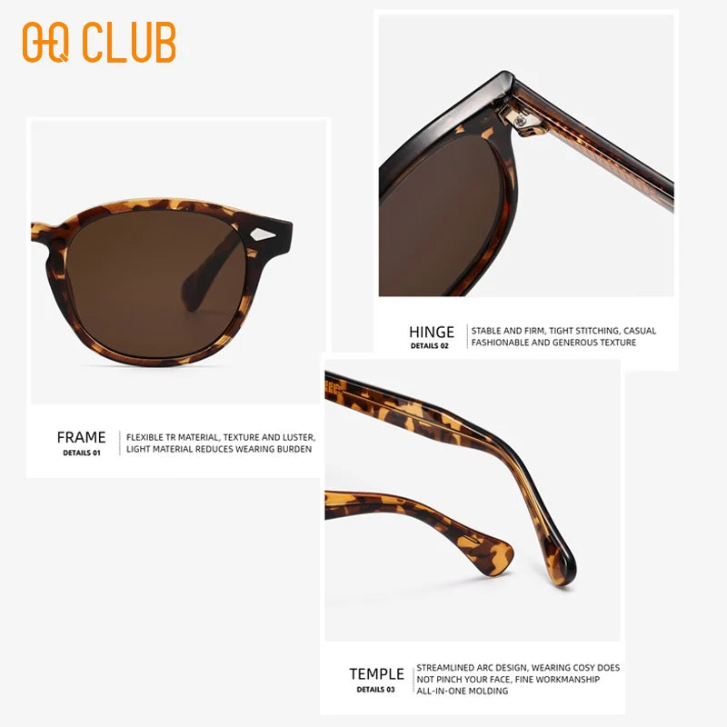 O-Q CLUB Retro Round Men Sunglasses Women's Sun Glasses Woman UV400 Lunette Zonnebril Dames Polarized Lenses Man Eyewear Vintage