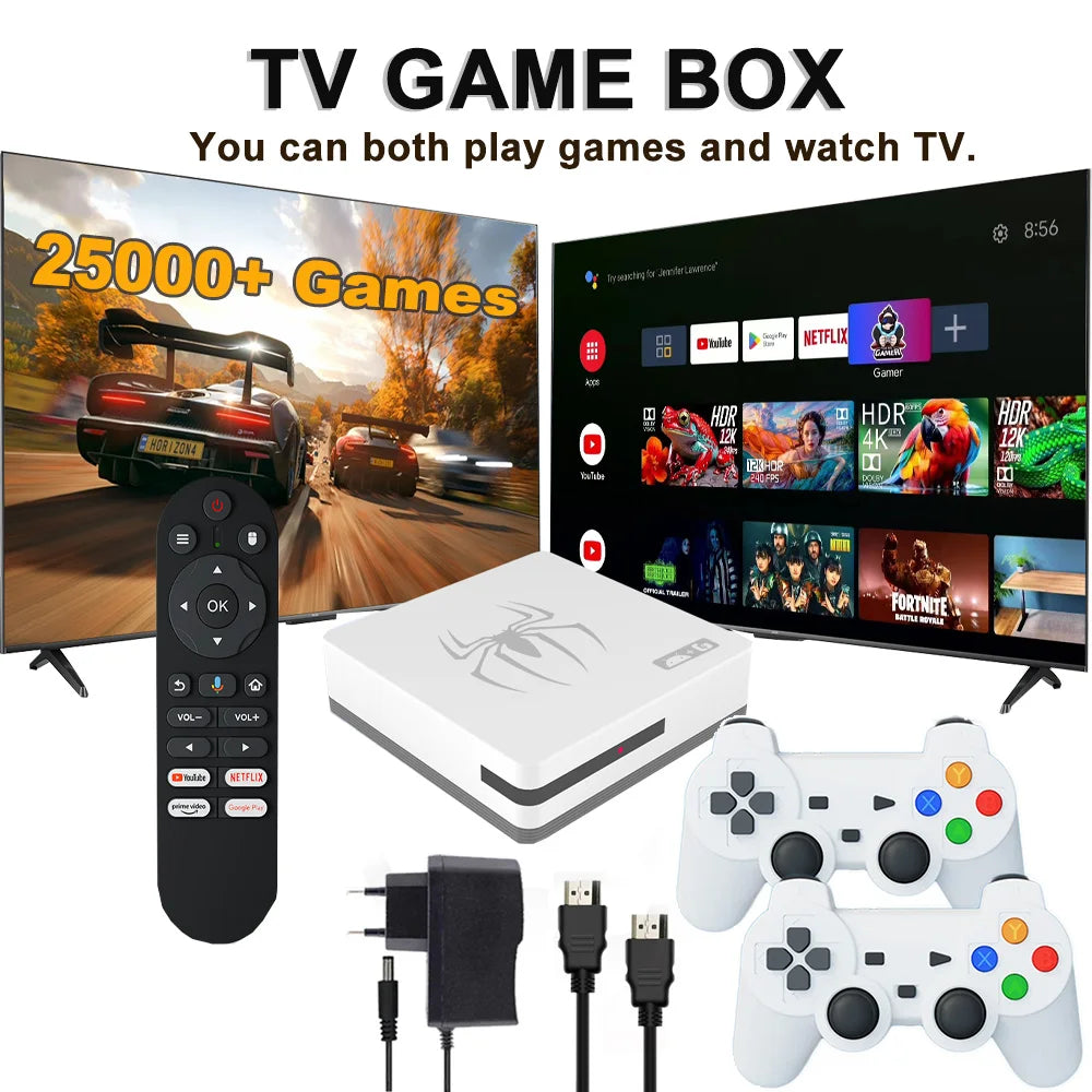 Dual-system TV Game Box G7,G8 8K 3D, supports two players, 60000 classic retro arcade games, includes 2.4G wireless controllers. Main image