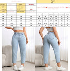 Plus Size Woman Clothing Women Jeans New Stretch Tummy Control Straight Leg Denim Pants Comfortable Casual Wear