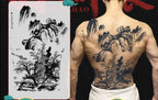 Magic Juice Ink Waterproof Tattoo Stickers Full Back Large Size Herbal Juice Temporary Tattoos Men Body Art Dragon Tiger