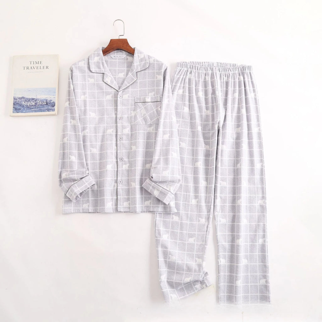 Men's Home Suits Long-sleeved Trousers Suits for Autumn and Winter Pijamas for Men Flannel Plaid Design Pajamas for Men