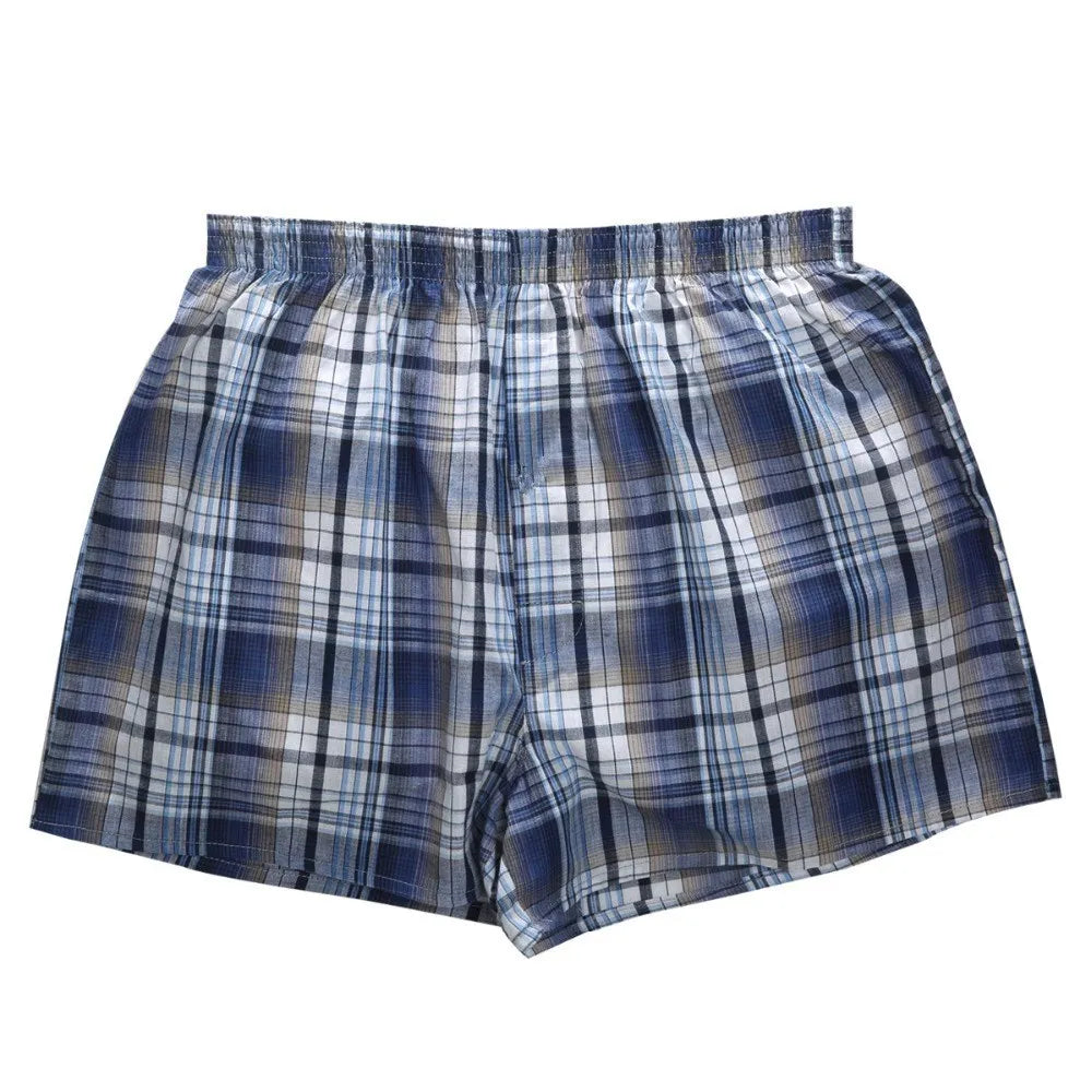 High Quality Brand 4-Pack Men's Boxer Shorts Woven Cotton 100% Classic Plaid Combed Male Underpant Loose Breathable Oversize Secondary image