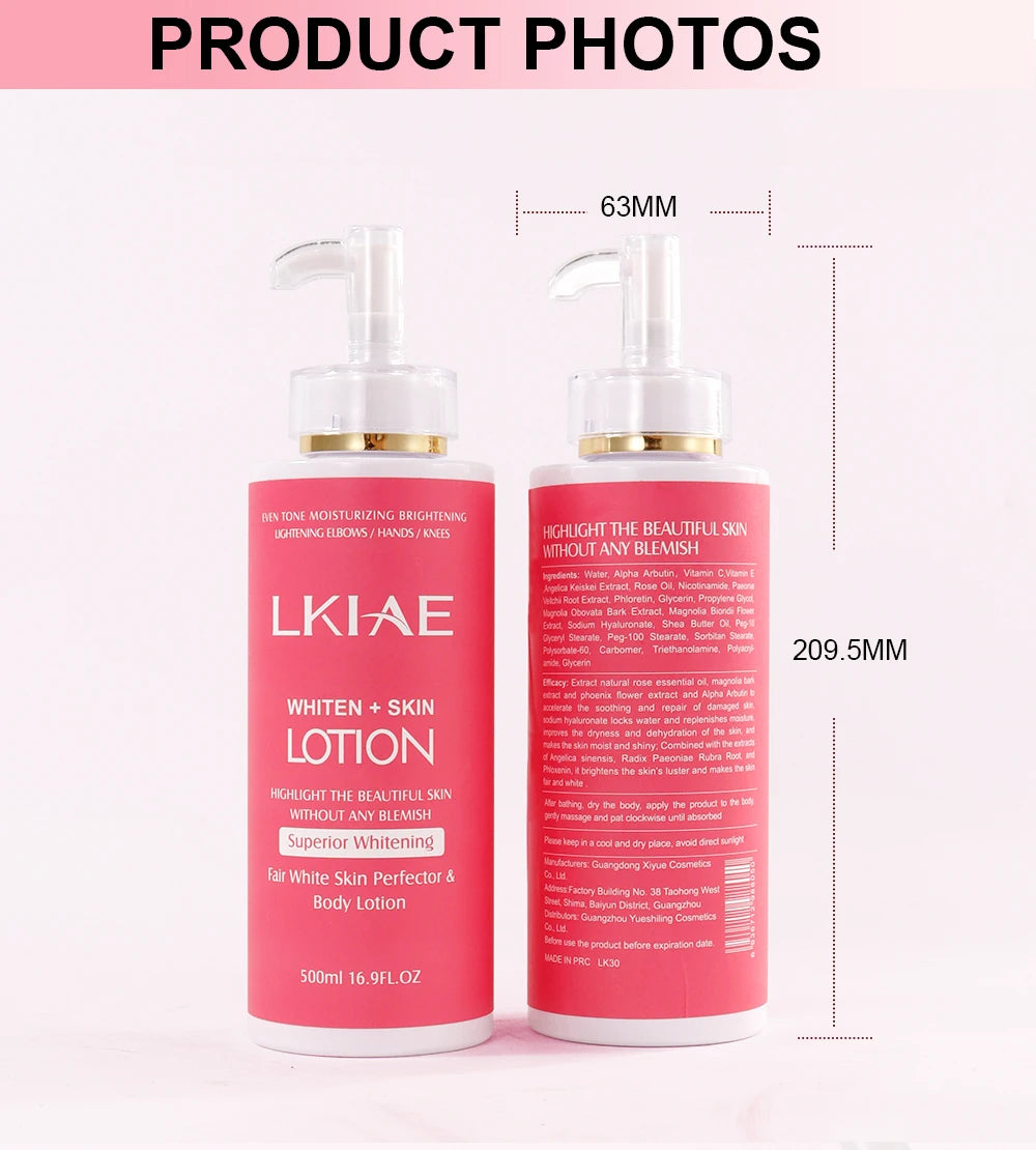 AILKE Superior Whitening Body Lotion, Moisturizing, Smooth Skin, Reduce Dark Spots, With Rose Essential Oil, Niacinamide, 500ml