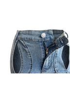 CM.YAYA Women Vintage Cutout Hollow Out Criss Cross Straight Denim Pants 2024 Fashion INS High Waist Wide Leg Jeans Trousers