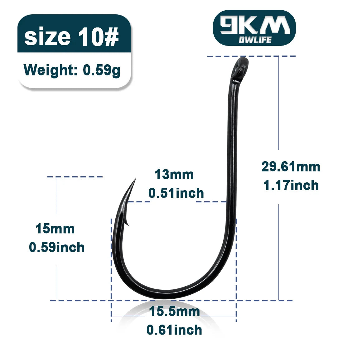 9KM Chinu Hooks 50~100Pcs Single Fishing Circle Hook Black High Carbon Steel for Saltwater Freshwater Porgy Bream Grouper