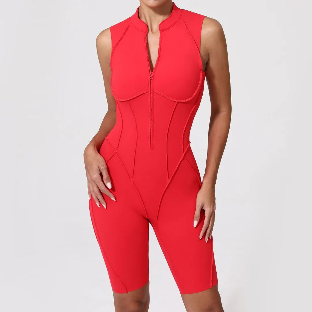 Women's Yoga Jumpsuit Hip Lift Sports Fitness Removable Padding Backless Zipper Leggings One-Piece Running Workout Gym Jumpsuit