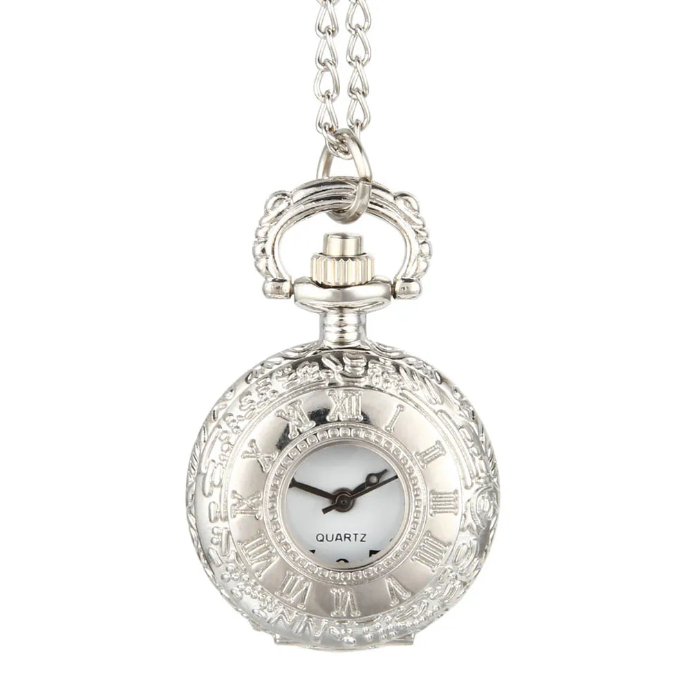 New Fashion Vintage Pocket Watch Alloy Roman Number Dual Time Display Clock Necklace Chain Watches Birthday Gifts