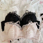 Lolita Girls Lace Padded Bra Sets Women Underwear Intimates Bralette Lingerie Japanese Ruffled Sweet Sexy Thin Cup Panties