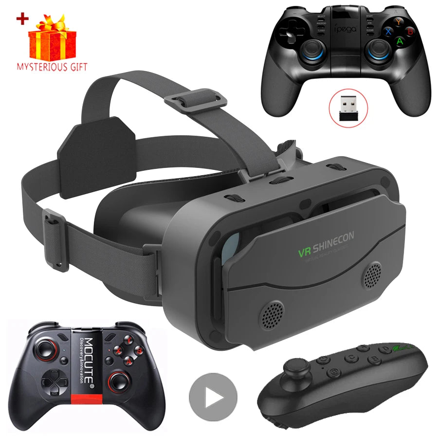 VR Glasses 3D Virtual Reality Headset Devices Helmet Lenses Goggles Smart For Smartphones Phone Cell Mobile Game Viar Viewer Set Main image