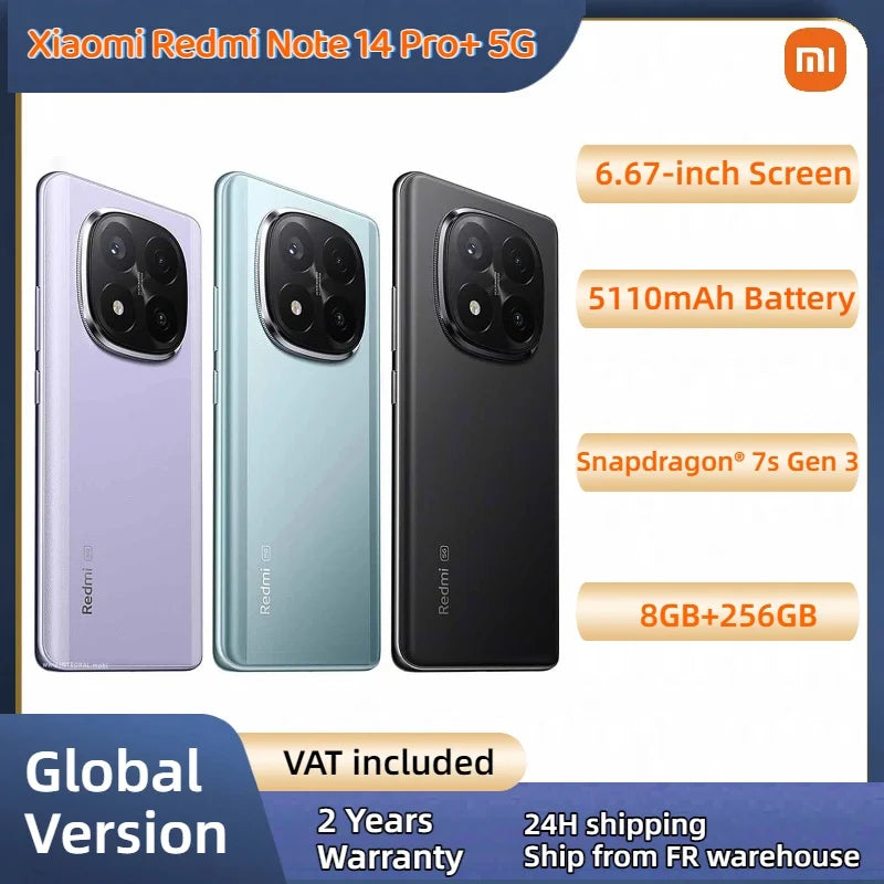 Global Version Xiaomi Redmi Note 14 Pro Plus 5G Snapdragon® 7s Gen 3 NFC 6.67” AMOLED 120Hz 5110mAh 120W Fast Charging 200MP Main image