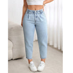 Plus Size Woman Clothing Women Jeans New Stretch Tummy Control Straight Leg Denim Pants Comfortable Casual Wear