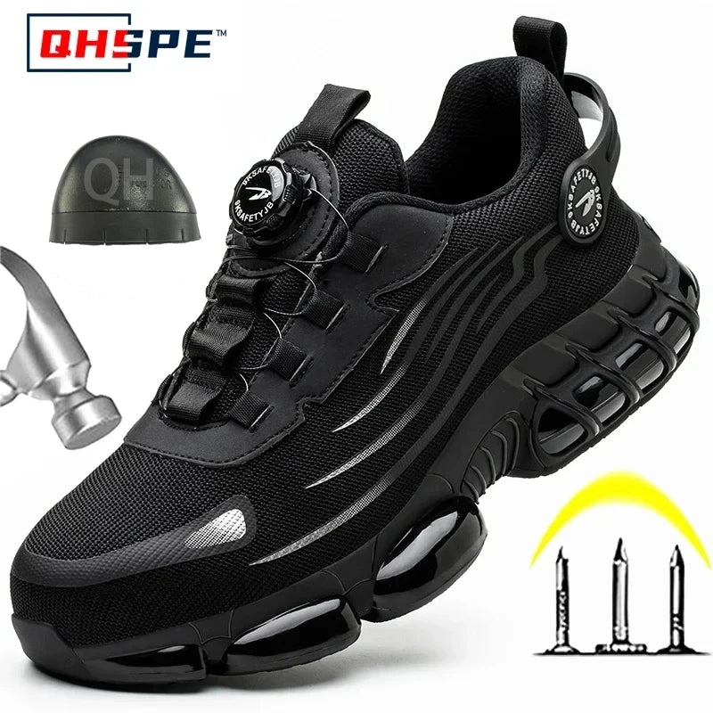 Men's Safety Shoes Protection And Elastic Safety Boots Fashionable Casual Shoes Breathable Odor Protection Men's Work Shoes