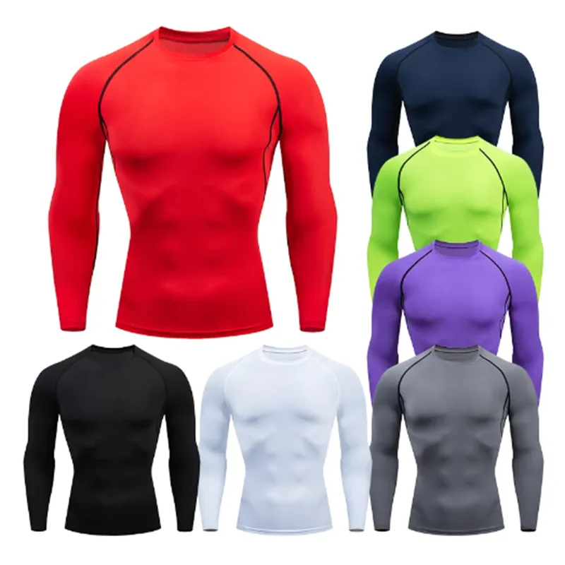 Men Compression Running T-shirt Fitness Tight Long Sleeve Sport Shirts Training Jogging Tops Gym Sportswear Dry Fit Rashgard Main image