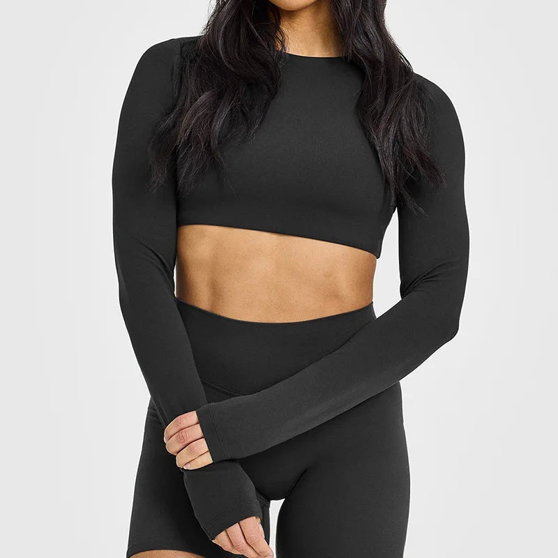NCLAGEN Yoga Top With Built-in Bra Long-sleeve Women's Gym Clothes Backless Workout Tee High Elastic Breathable Fitness Shirt