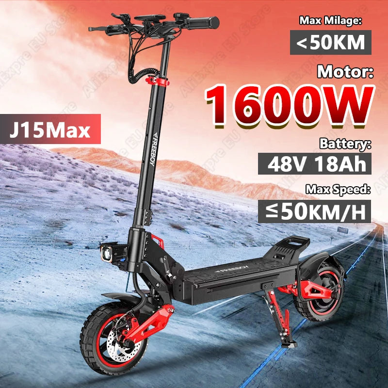 J15MAX Electric Scooter Adults 1600W Powerful Motor, 40-50 Max Range, Top 31 MPH, E Scooter W/Front/back Suspension for,10" Tire Main image