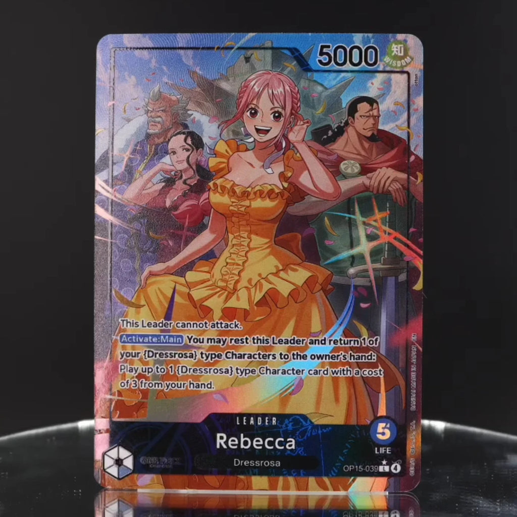 One Piece TCG OPCG English Leader card OP15 Leader Card Set Luffy  Lucy Enel Krieg Rebeca Brook KAMI's Island Textured Foil Card